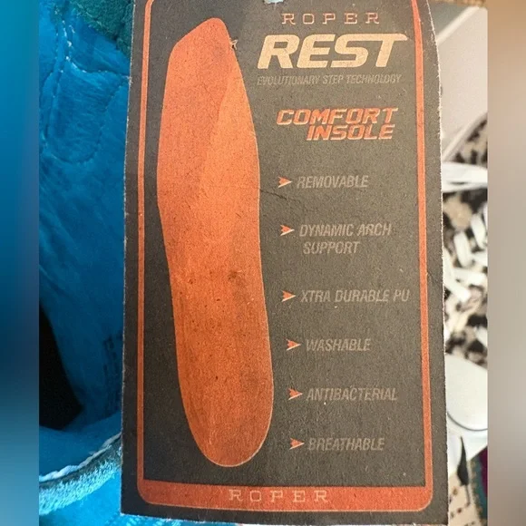 Roper Teal Suede Western Boots with Embroidery - Picture 9 of 11